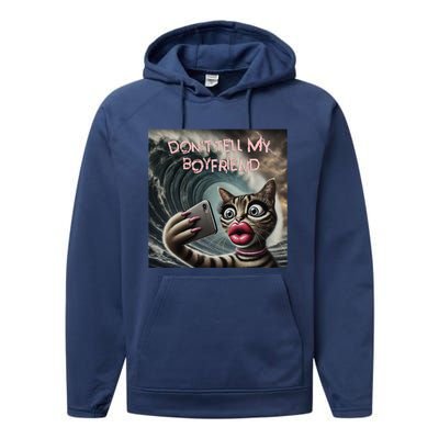 Tsunami Mommy Cat Meme Funny Dark Humor Cat Design Performance Fleece Hoodie