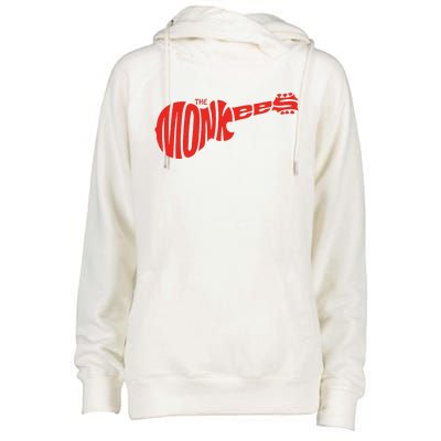 The Monkees Classic Red Guitar Logo White Womens Funnel Neck Pullover Hood