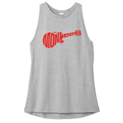 The Monkees Classic Red Guitar Logo White Ladies PosiCharge Tri-Blend Wicking Tank