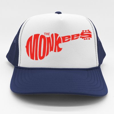 The Monkees Classic Red Guitar Logo White Trucker Hat