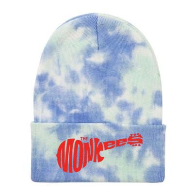 The Monkees Classic Red Guitar Logo White Tie Dye 12in Knit Beanie