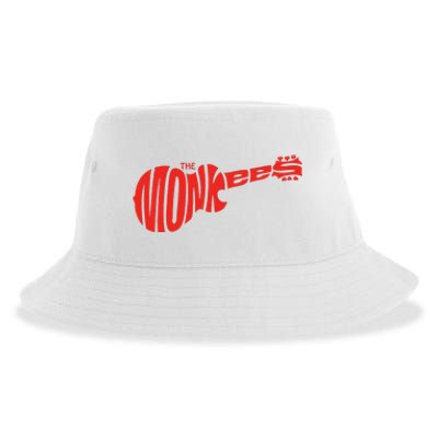 The Monkees Classic Red Guitar Logo White Sustainable Bucket Hat