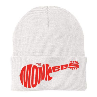 The Monkees Classic Red Guitar Logo White Knit Cap Winter Beanie