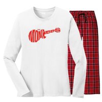 The Monkees Classic Red Guitar Logo White Women's Long Sleeve Flannel Pajama Set 