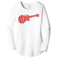 The Monkees Classic Red Guitar Logo White Women's Perfect Tri Tunic Long Sleeve Shirt