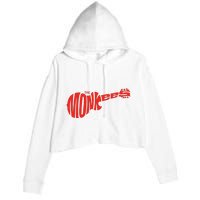 The Monkees Classic Red Guitar Logo White Crop Fleece Hoodie