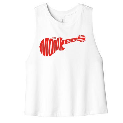 The Monkees Classic Red Guitar Logo White Women's Racerback Cropped Tank