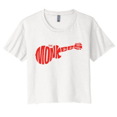 The Monkees Classic Red Guitar Logo White Women's Crop Top Tee