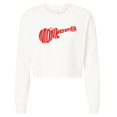 The Monkees Classic Red Guitar Logo White Cropped Pullover Crew