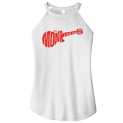 The Monkees Classic Red Guitar Logo White Women's Perfect Tri Rocker Tank