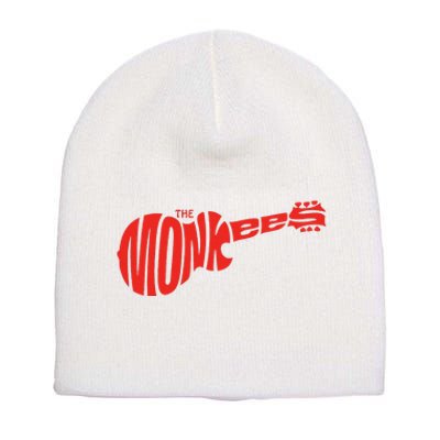 The Monkees Classic Red Guitar Logo White Short Acrylic Beanie