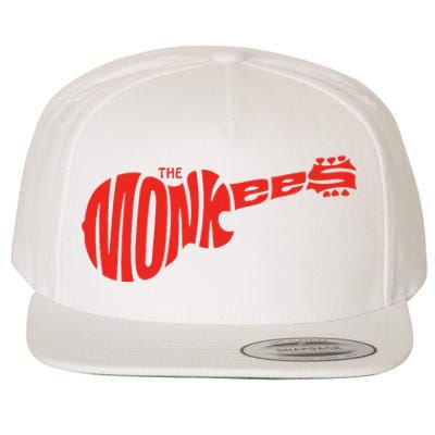 The Monkees Classic Red Guitar Logo White Wool Snapback Cap