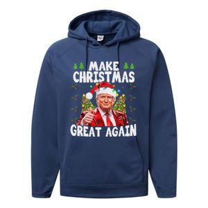 Trump Make Christmas Great Again Ugly Sweater Performance Fleece Hoodie