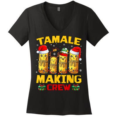 Tamale Making Crew Tamale Season Funny Mexican Christmas Women's V-Neck T-Shirt