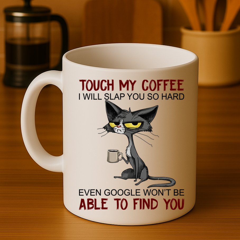 Touch My Coffee I Will Slap You So Hard Funny Angry Cat Mug