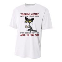 Touch My Coffee I Will Slap You So Hard Funny Angry Cat Youth Performance Sprint T-Shirt