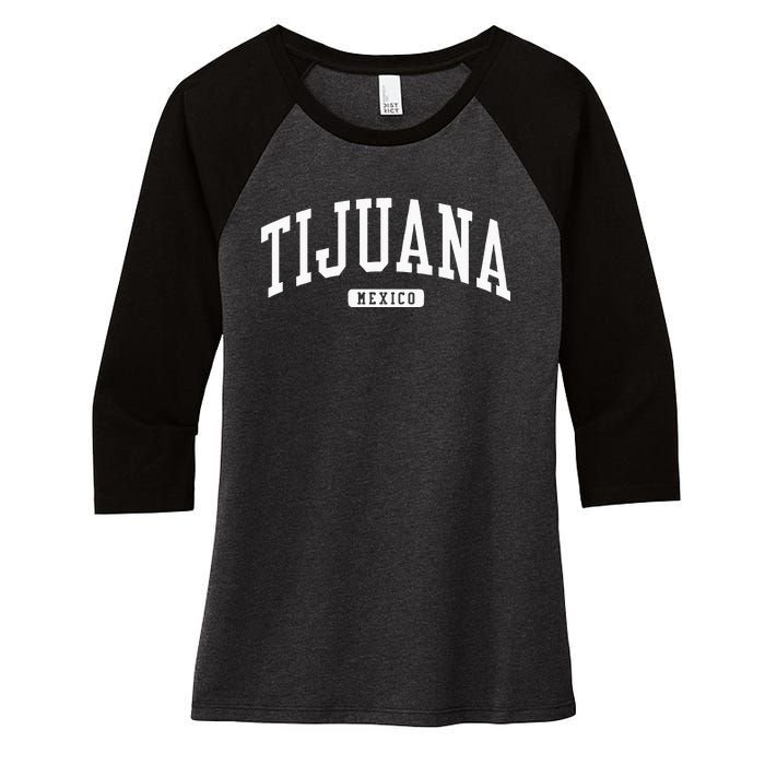 Tijuana Mexico College University Style Women's Tri-Blend 3/4-Sleeve Raglan Shirt