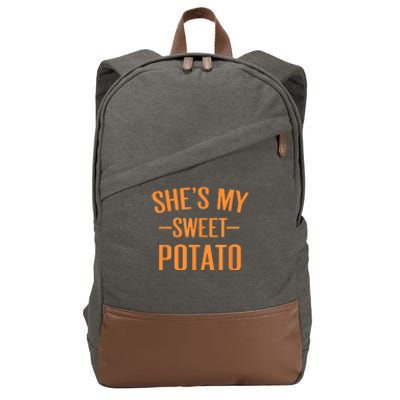 Thanksgiving Matching Couples She's My Sweet Potato I Yam Cotton Canvas Backpack