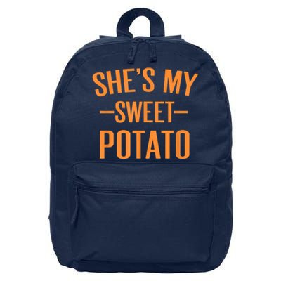 Thanksgiving Matching Couples She's My Sweet Potato I Yam 16 in Basic Backpack