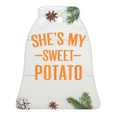 Thanksgiving Matching Couples She's My Sweet Potato I Yam Ceramic Bell Ornament