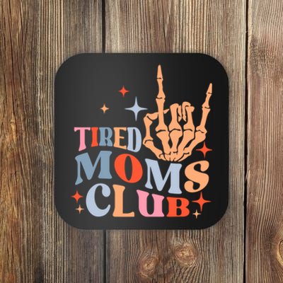 Tired Moms Club Funny Mom Saying Cute Mom Mommy Groovy Coaster