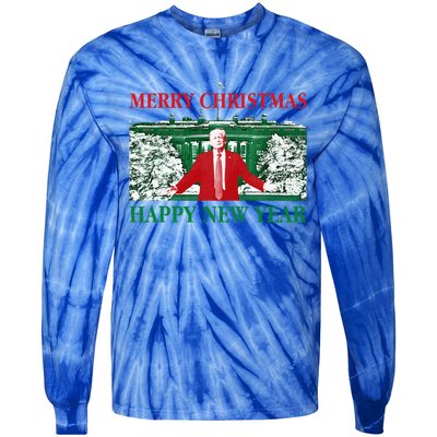 Trump Merry Christmas Xmas Happy New Year 2025 Tie-Dye Long Sleeve Shirt