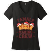 Tamale Making Crew Tamale Season Funny Mexican Christmas Women's V-Neck T-Shirt