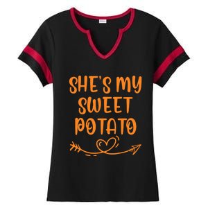 Thanksgiving Matching Couple SheS My Sweet Potato I Yam Set Ladies Halftime Notch Neck Tee