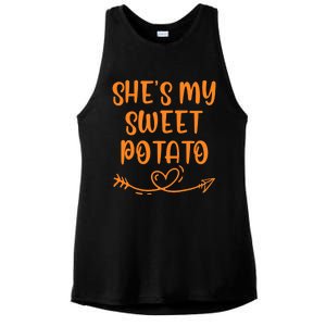 Thanksgiving Matching Couple SheS My Sweet Potato I Yam Set Ladies PosiCharge Tri-Blend Wicking Tank