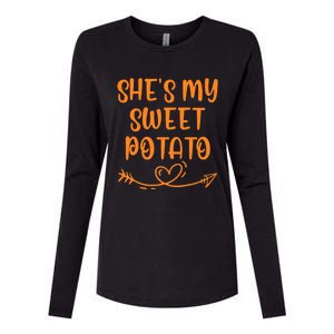 Thanksgiving Matching Couple SheS My Sweet Potato I Yam Set Womens Cotton Relaxed Long Sleeve T-Shirt