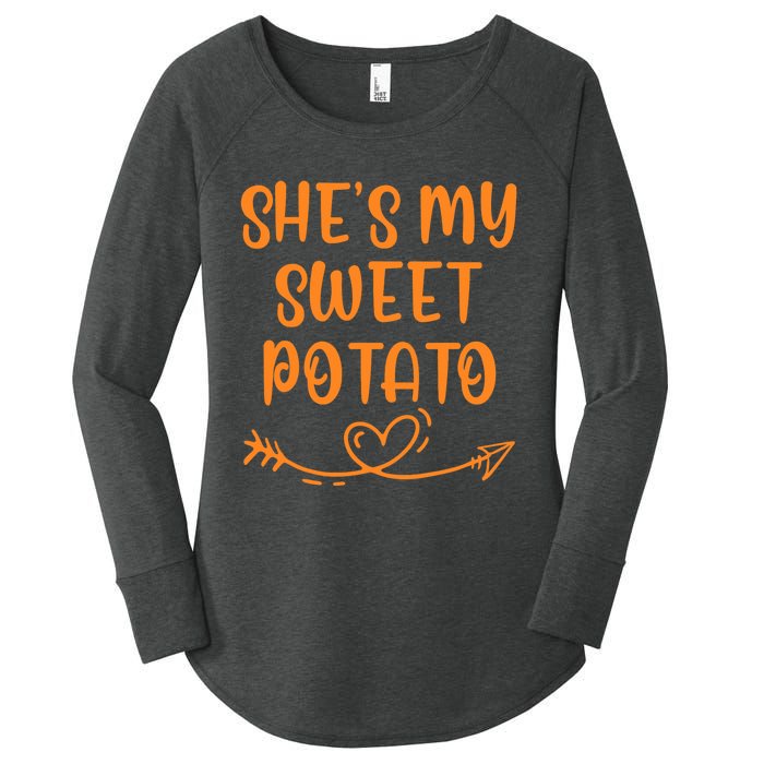 Thanksgiving Matching Couple SheS My Sweet Potato I Yam Set Women's Perfect Tri Tunic Long Sleeve Shirt