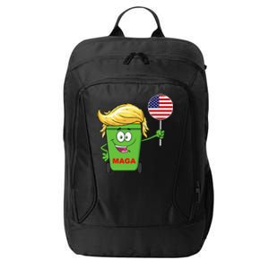 Trump Maga Cartoon Garbage Can American Flag City Backpack