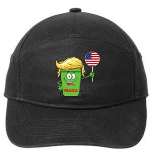 Trump Maga Cartoon Garbage Can American Flag 7-Panel Snapback Hat