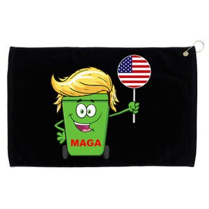 Trump Maga Cartoon Garbage Can American Flag Grommeted Golf Towel