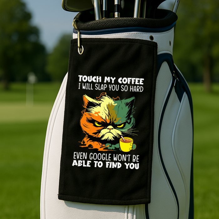 Touch My Coffee ILl Slap You So Hard Cat Face Feeling Golf Towel