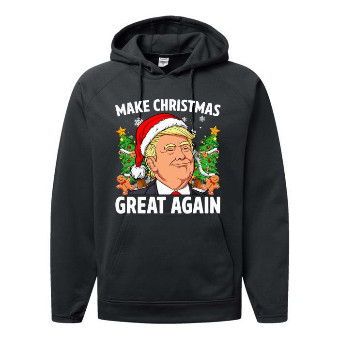 Trump Make Christmas Great Again Ugly Christmas Sweaters   Performance Fleece Hoodie