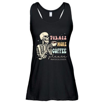 T43.612 More Coffee Please Medical Coder Skeleton Ladies Essential Flowy Tank