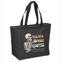 T43.612 More Coffee Please Medical Coder Skeleton Zip Tote Bag