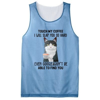 Touch My Coffee I Will Slap You So Hard Cat Coffee Lovers Mesh Reversible Basketball Jersey Tank