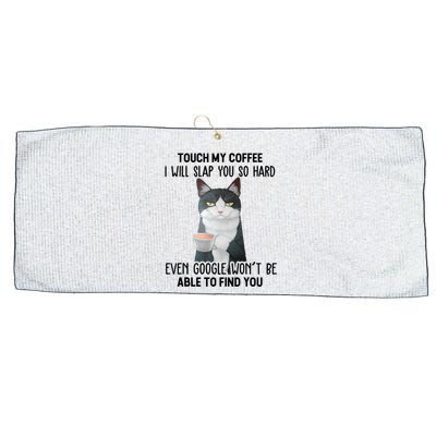 Touch My Coffee I Will Slap You So Hard Cat Coffee Lovers Large Microfiber Waffle Golf Towel