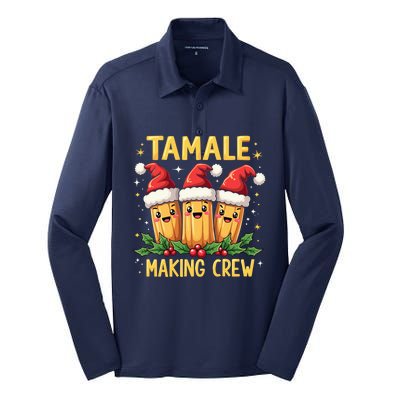 Tamale Making Crew Tamale Season Funny Mexican Christmas Silk Touch Performance Long Sleeve Polo