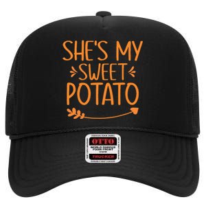 Thanksgiving Matching Couples Outfit Sweet Potato Yes I Yam High Crown Mesh Back Trucker Hat