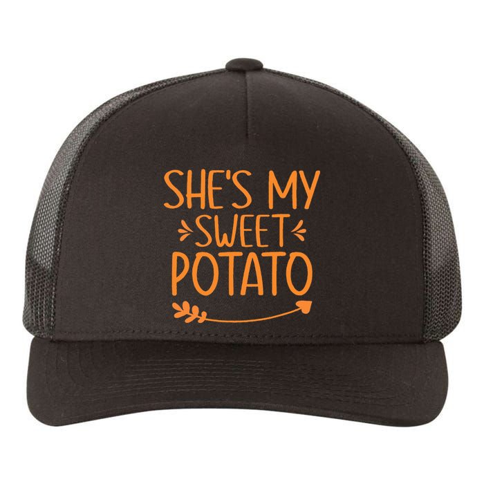 Thanksgiving Matching Couples Outfit Sweet Potato Yes I Yam Yupoong Adult 5-Panel Trucker Hat