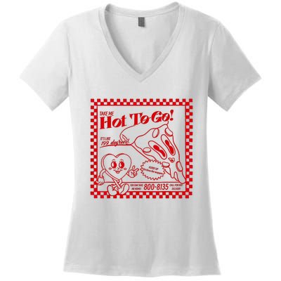 The Midwest Call Me Hot Pizza Hot To Go Women's V-Neck T-Shirt