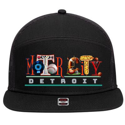 The Motor City Love A Detroit Team Fan 7 Panel Mesh Trucker Snapback Hat