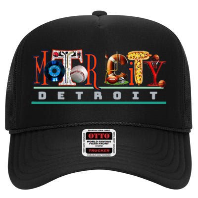 The Motor City Love A Detroit Team Fan High Crown Mesh Back Trucker Hat