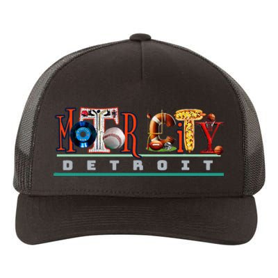 The Motor City Love A Detroit Team Fan Yupoong Adult 5-Panel Trucker Hat