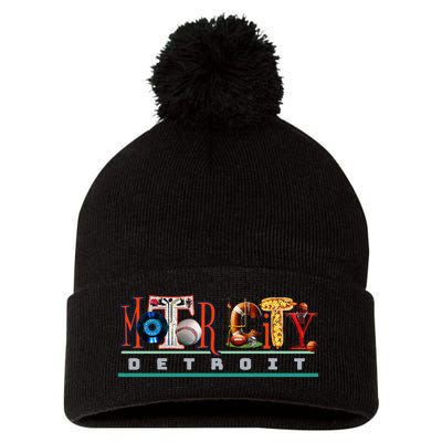 The Motor City Love A Detroit Team Fan Pom Pom 12in Knit Beanie