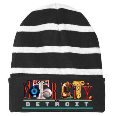 The Motor City Love A Detroit Team Fan Striped Beanie with Solid Band