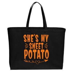 Thanksgiving Matching Couple SheS My Sweet Potato I Yam Cotton Canvas Jumbo Tote